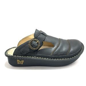 Algeria Black Leather Bronze Detailed Professional Comfort Clogs Size 40/9.5-10